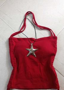 Red halter tube top y2k🍷