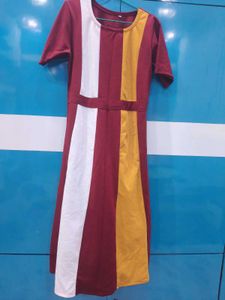 Simple Maroon Short Sleeve Dress