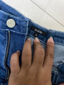 Blue Denim Cuff Shorts
