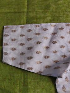Elegant Brocade Blouse with Leaf Motifs