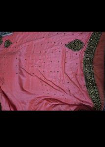 Elegant Pink &amp; Gold Embellished Saree