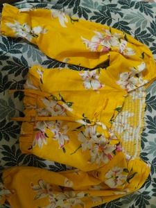 Yellow Floral Puff Sleeve Top