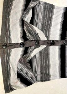 Striped Button-Down Tunic Top