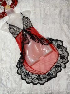 Red &amp; Black Lace Lingerie Babydoll