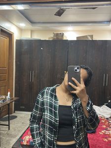 Green Plaid Button-Up Shirt