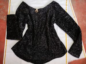 Sparkly Black Knit Top