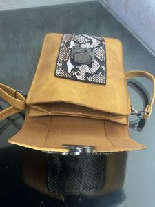 Mustard Crossbody Snake Print Accent Bag