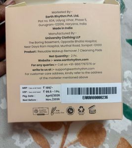 Earth Rhythm Reusable Makeup Remover pads  - 3 Pcs