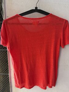 Vibrant Coral Textured T-Shirt