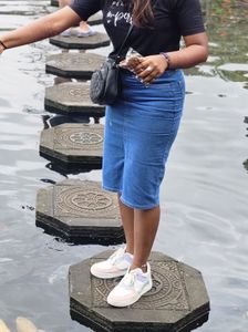 Blue Denim Skirt with Side Slit
