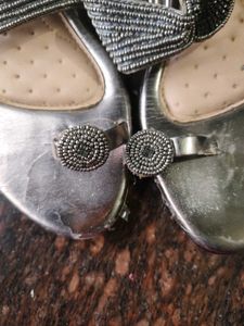 Silver Beaded Thong Sandals....