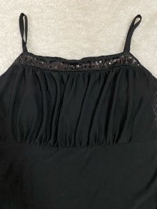 Black Sequin Trim Cami Top