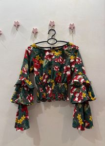 Floral Bell Sleeve Crop Top BRAND NEW