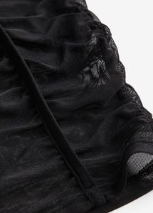 Elegant Black Ruched Mesh Dress