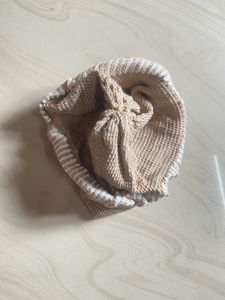 Beige Knit Beanie Hat