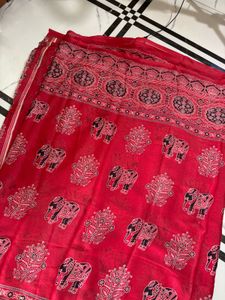 Mirror work Elephant Print Saree with blouse