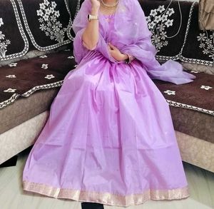 Elegant Lavender anarkali with dupatta