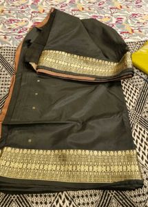 Elegant  steel Black Saree