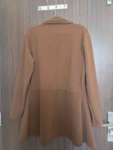 Chic Sleeveless Brown Sheath Dress with Coat