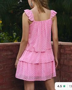 Chic Pink Ruffled Polka Dot Dress