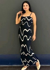 Stylish Black &amp; White Maxi Dress