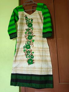 Beautiful Cotton Kurta With Churidar And Dupatta