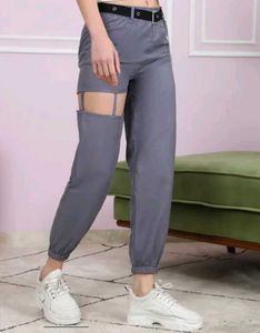Shein Ankle Length Thigh Cut Out Joggers With Chai
