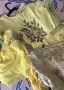 Designer Yellow kurti with plazo