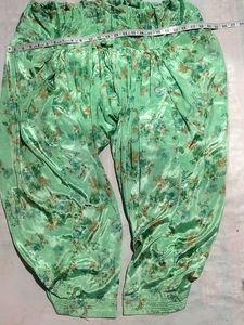 Women's Mint Green Floral Printed Satin Patiala Sa