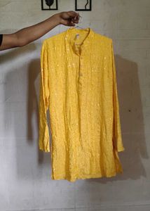 Vibrant Yellow Embroidered Kurta