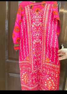 Vibrant Pink Printed Kurta