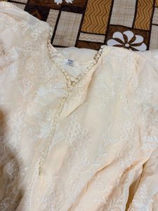 Elegant Cream Embroidered Kurta Set
