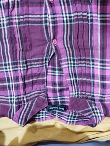 Purple Plaid Button-Up Shirt