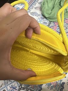 Yellow crochet bag with Flower Detail