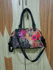 Desigual Vibrant Floral Print Satchel Bag