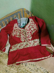 Elegant Red &amp; Gold Embroidered Lehenga Choli