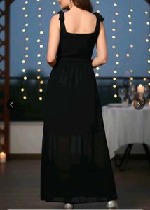 Elegant Black Slip Dress with Tie Waist