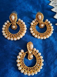 Designer Pearl & Stone Earrings