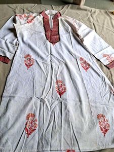Jaipuri White Printed Kurta