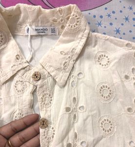 Chic Broderie Anglaise Button-Up Shirt