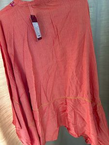 Coral Striped Embroidered Tunic