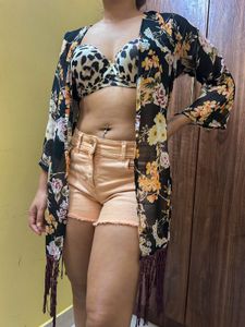 cute peach Denim shorts