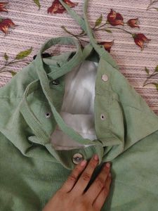 Mint Green Corduroy Tote Bag