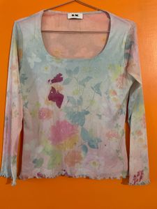 Sheer Floral Long Sleeve Top