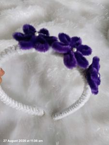 Purple Flower Hair Clips Set