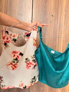 Chic Floral & Silky Teal Tops