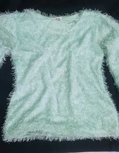 Cozy Fuzzy Mint Green Long Sleeve Top