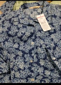 Ethnic Print Kurta blue and white comb
