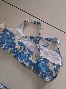 M Blue Floral Bikini Set