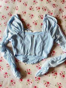 Light Blue Ruched Corset Top